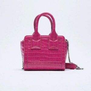 Zara Animal Print Mini City Bag Fuchsia